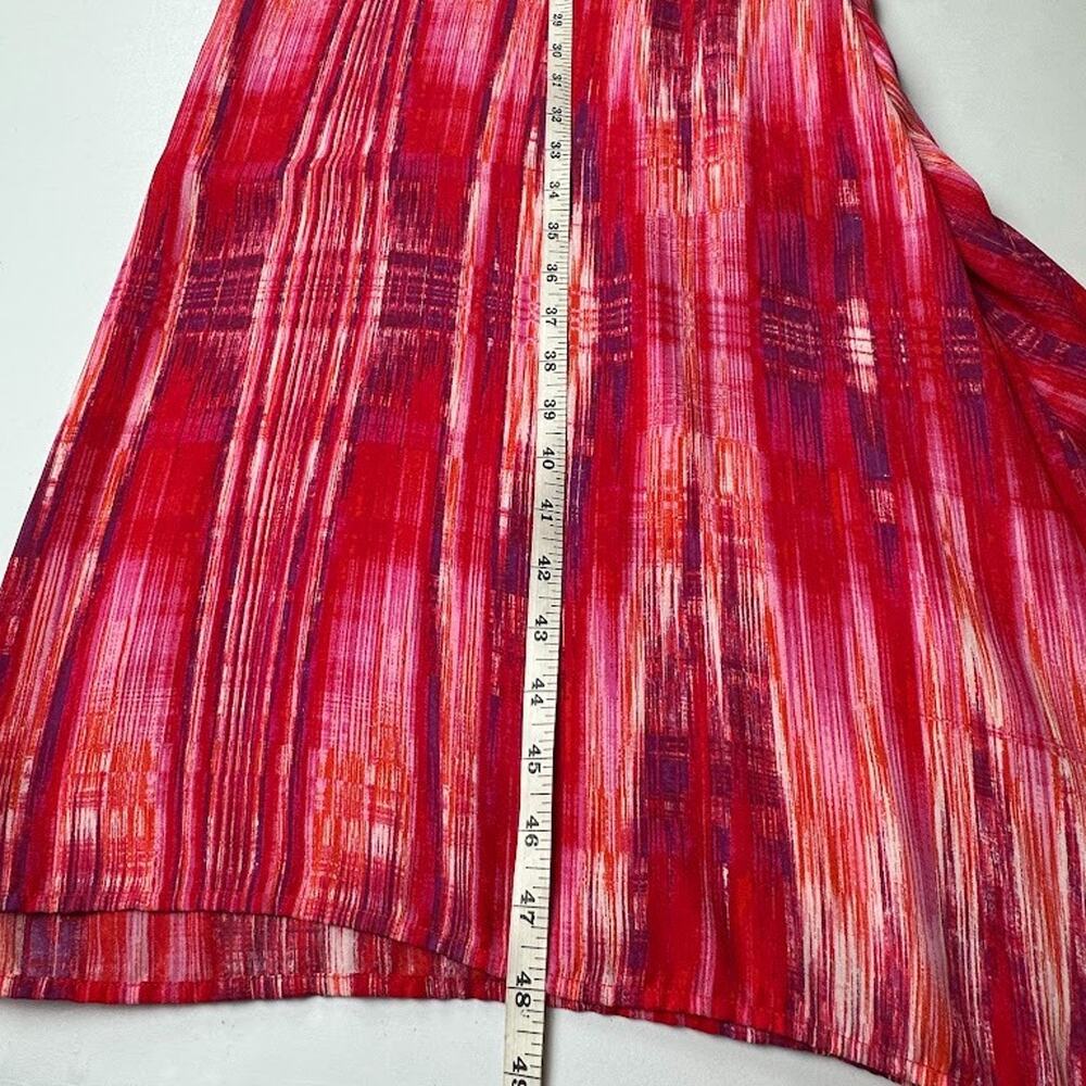 Natori Dress Women Large Pink Sleeveless V Neck Midi Flowy Resort Abstract Artsy - Picture 12 of 14